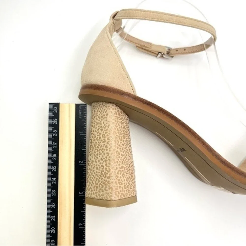 Dolce Vita Suede Size 8‎ Leather Beige Tan Leopard Print Open Toe Heels Sandals